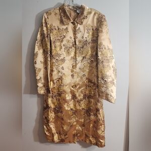 Vintage Yellow/Gold Satin Floral Embroidered Light Coat